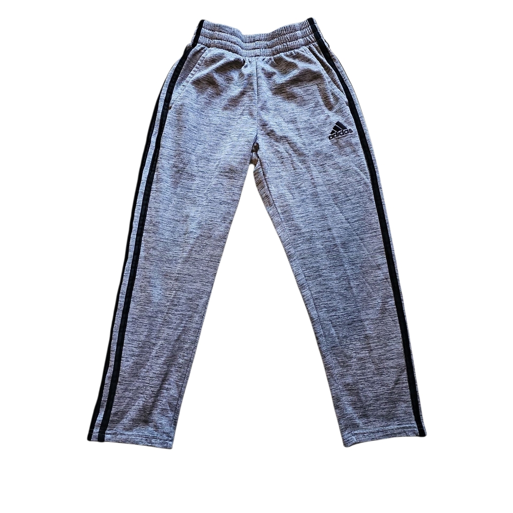 21. Adidas Kids Gray Joggers with Black Stripes